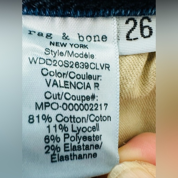 Rag & Bone Valencia Release Nina High Rise Ankle Skinny Jeans Size 26 - Picture 10 of 14